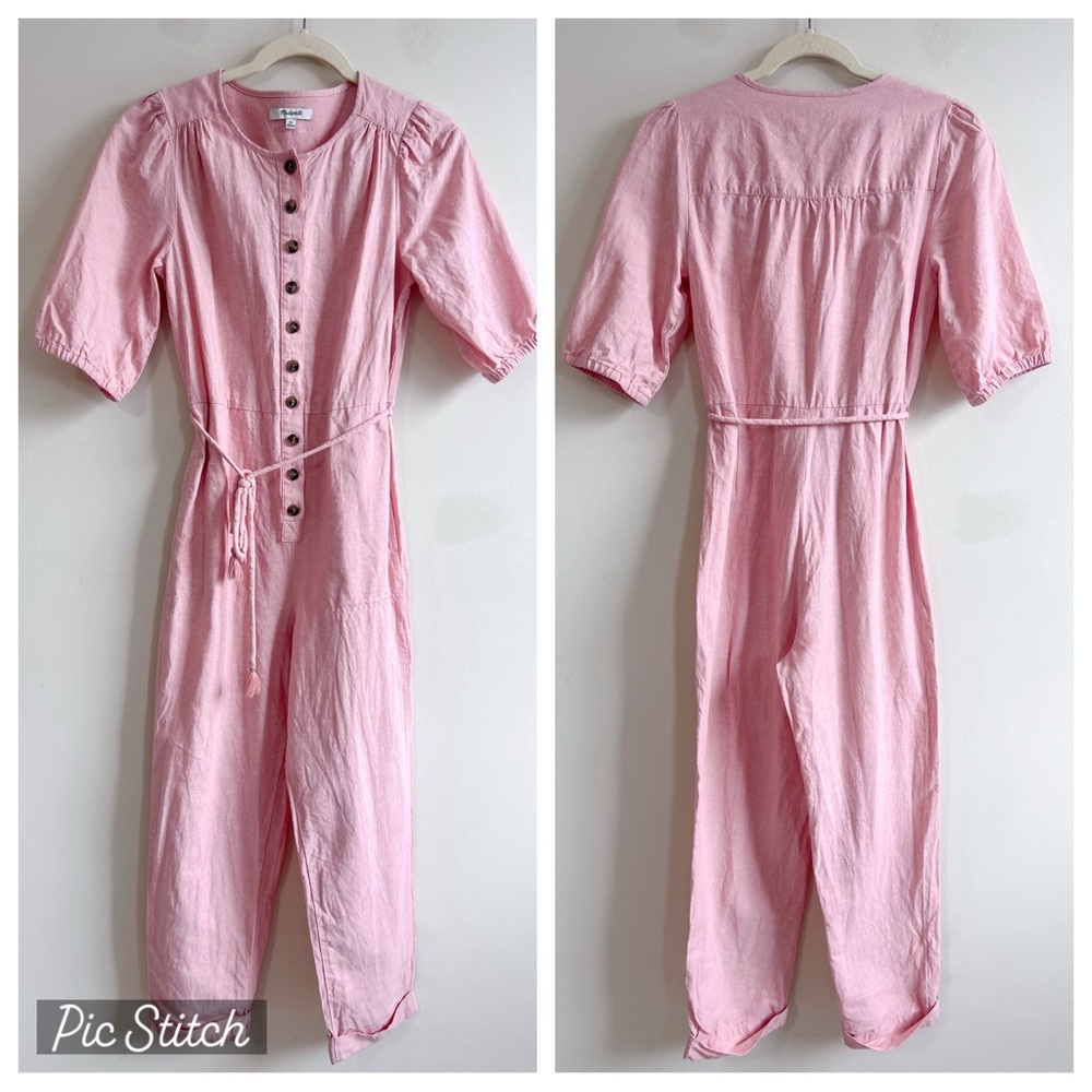 Madewell Linen/Cotton Pink Jumpsuit